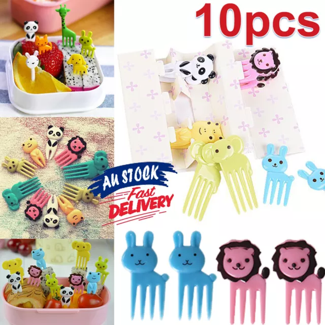 10PCS Kids' Animal Forks Mini Fruit Picks Tool Lunch Box Decor Accessory Food