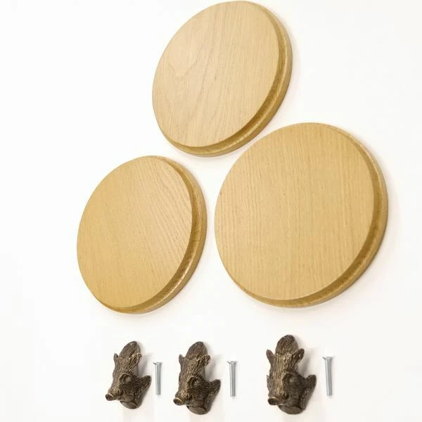 3 Pieza Keilerschilder Redondo Roble Claro AF15cm Con 3 Jabalí Cabeza Decoración 3
