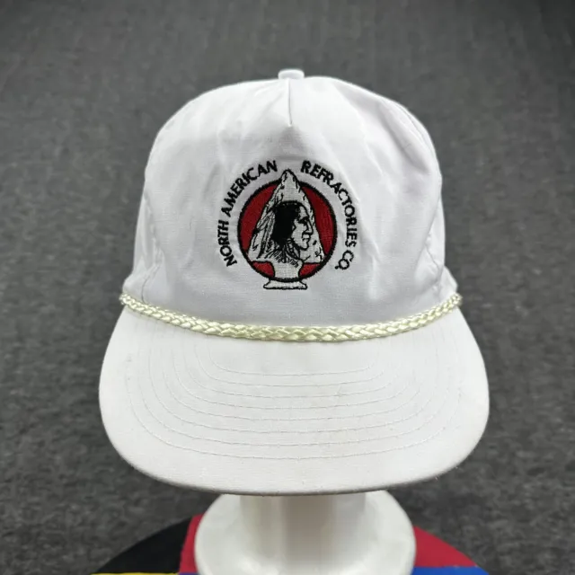 VINTAGE North American Snapback Hat Indian Chief Trucker White Logo Cap Headmost