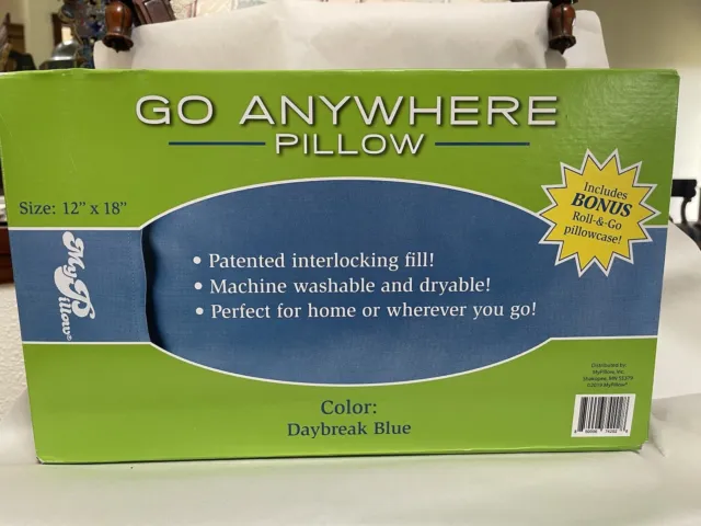 My Pillow Roll and Go Anywhere Pillow 12x18 Travel Comfort Daybreak Blue Small