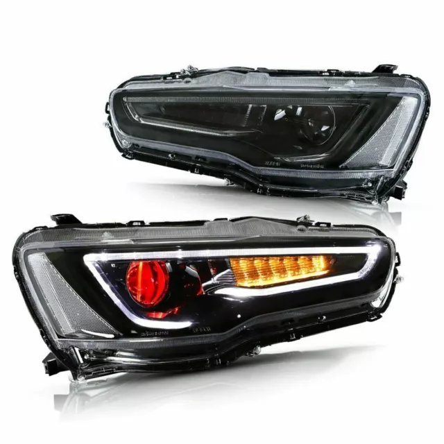 VLAND Projecteurs LED Phares Pour Mitsubishi Lancer EVO X 2008-2017 Demon Eye FR