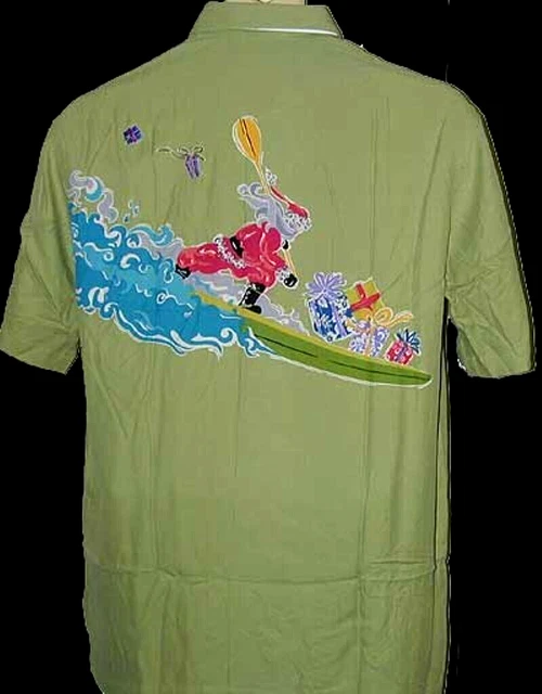 NWT S Vintage Kahala Christmas Santa "Special Delivery" 2007 Silk Hawaiian Shirt
