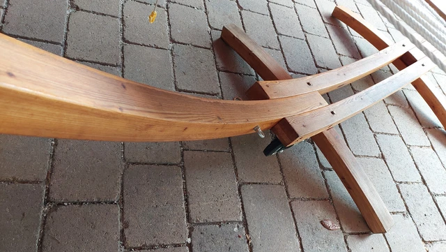 Hängematte mit Holz Gestell 4 Räder Liege Gartenliege 6