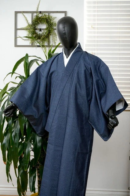 Dear Vanilla Japanese Silk Kimono Men's Robe Gown Authentic Japan Vintage Mint 2