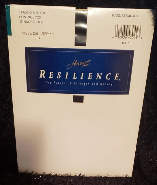 Hanes Resilience Strong And Sheer Control Top Enhanced Toe Size AB Jet- D01