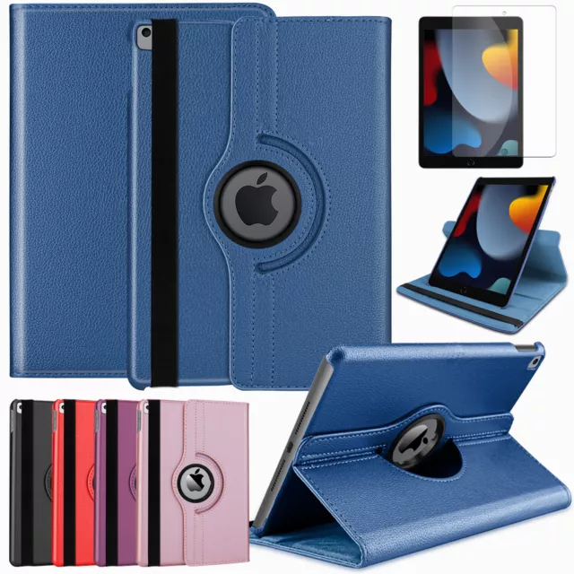 For iPad 10.2" 9th 8th 7th Generation 360 Rotating Leather Case,Screen Protector