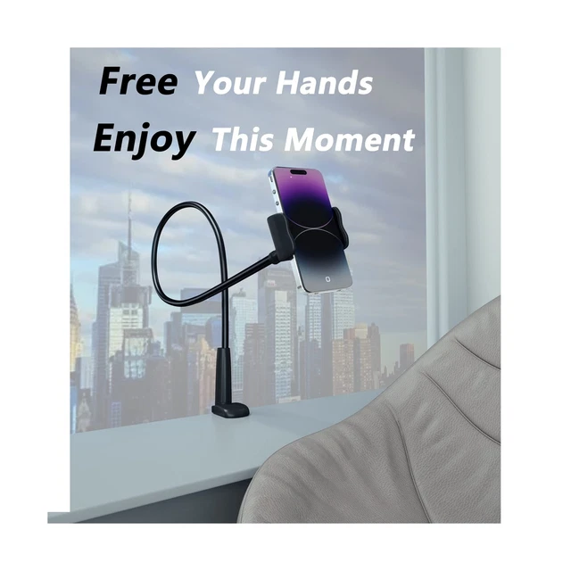 Cell Phone Clip on Stand Holder - with Grip Flexible Long Arm Gooseneck Brack... 3