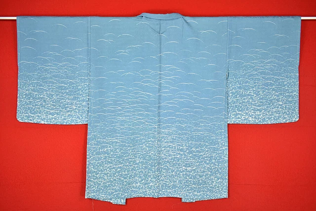 Vintage Japanese Kimono Silk Antique BORO Black HAORI Kusakizome Dyed/B808/520