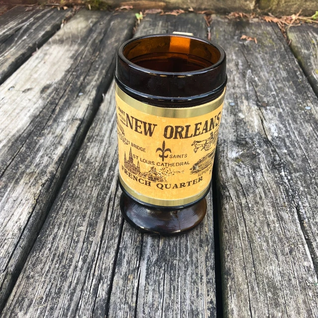 Vtg New Orleans Amber Beer Mug NBA Jazz Superdome Saints NFL French Quarter XY2