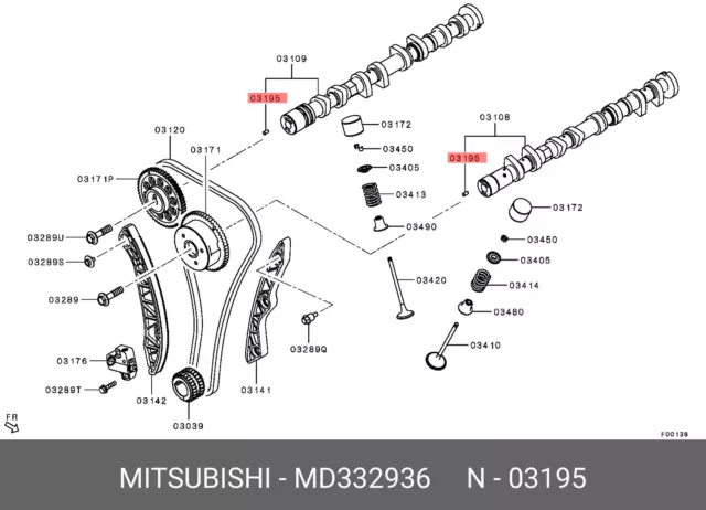 Genuine OE Pin Camshaft MD332936 For Mitsubishi MD33-2936