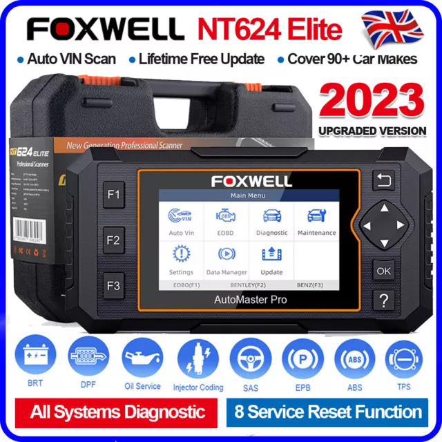 FOXWELL NT624 Elite OBD2 All System Scan Diagnostic Tool Oil ABS SAS EPB DPF BMS