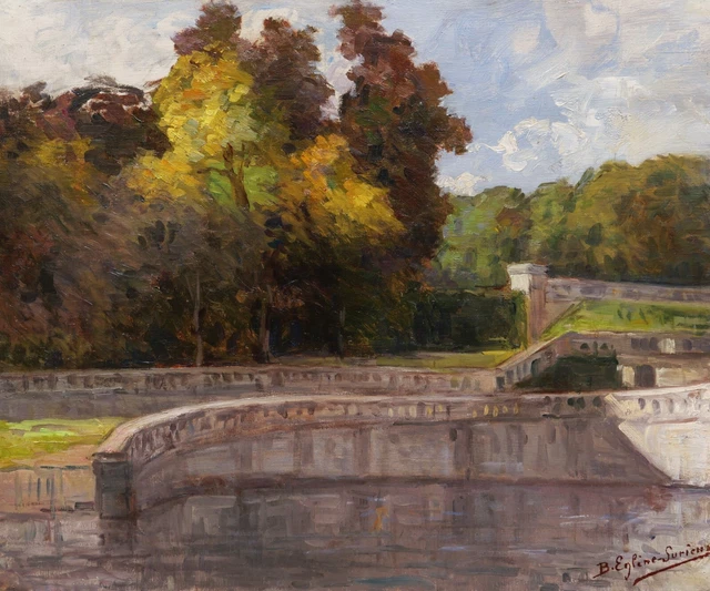 Blanche EGLÈNE-SURIEUX tableau paysage vue Parc SAINT-CLOUD bassin jardin huile