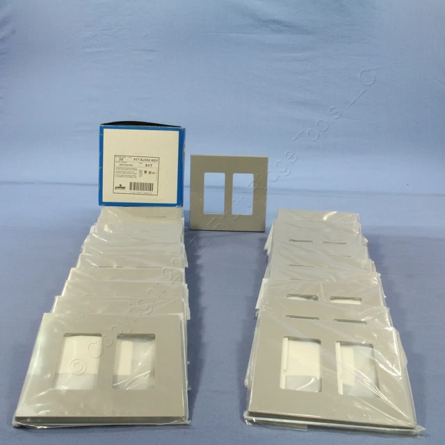 20 Leviton Gray 2-Gang Midway Decora Screwless Wallplates GFCI Covers SJ262-SGY