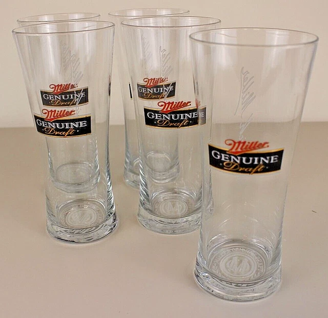 Miller Genuine Draft Frederick Miller Pilsner Beer Glasses Breweriana EUC