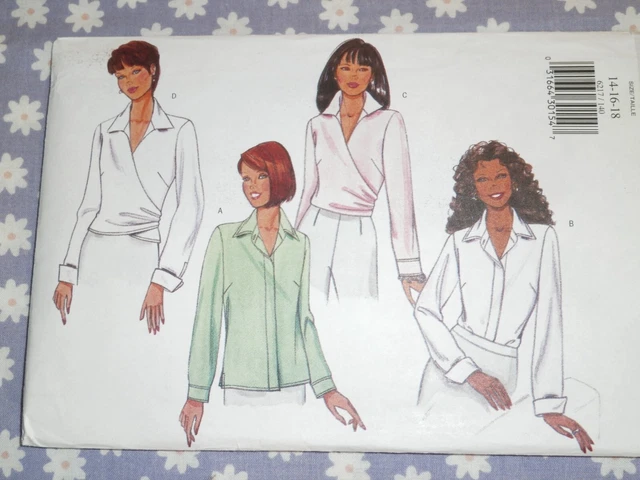 Butterick 6217 Misses Petite Loose Fitting Blouses Pattern-Uncut-14-16-18