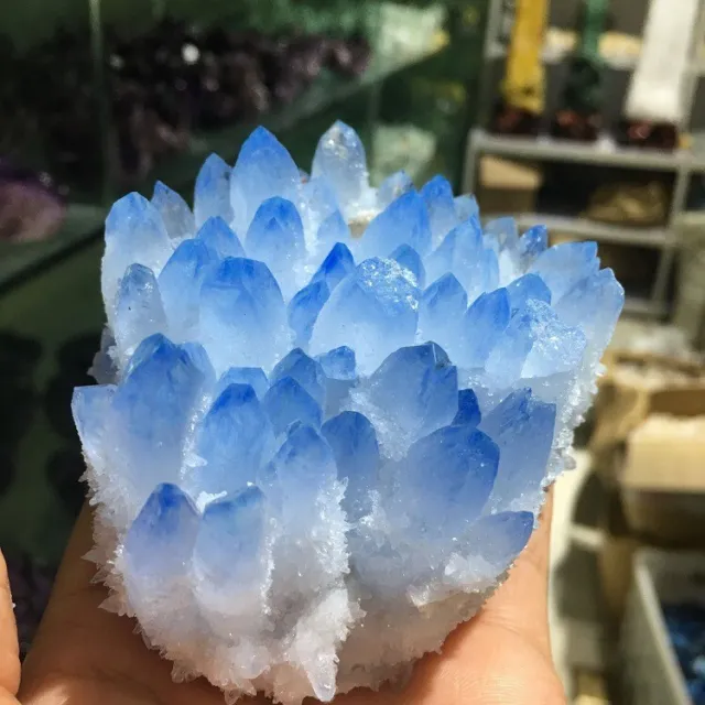 2023 New Find Blue Phantom Quartz Crystal Cluster Mineral Specimen Healing 300g