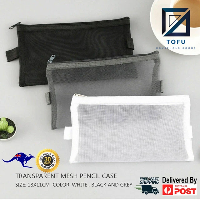 Clear Mesh Portable Large Pen Pencil Case Makeup Cosmetic Storage Bag Pouch Case