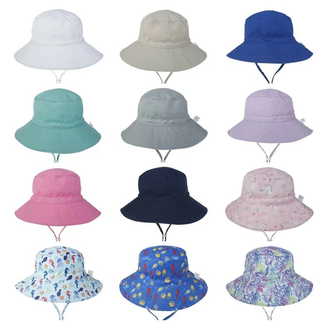 Secchio bambino ragazzi bambina cappello tinta unita cappello da sole esterno protezione solare 46-54 cm