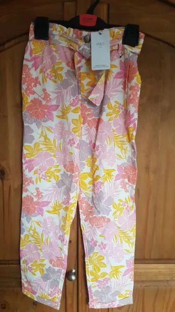 Girls Floral Trousers Age 9-10 Years From Marks And Spencer Brand New