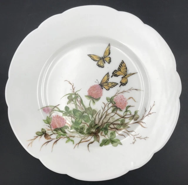 1884 Haviland Limoges Mariposas y Flores Rosas Pintadas a Mano