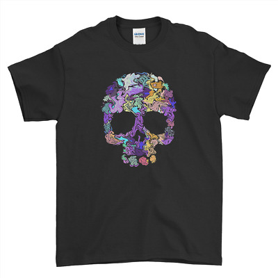 SKULL trippe T-shirt Scheletro Gotico Screaming Rainbow Uomo Donna Tee Top