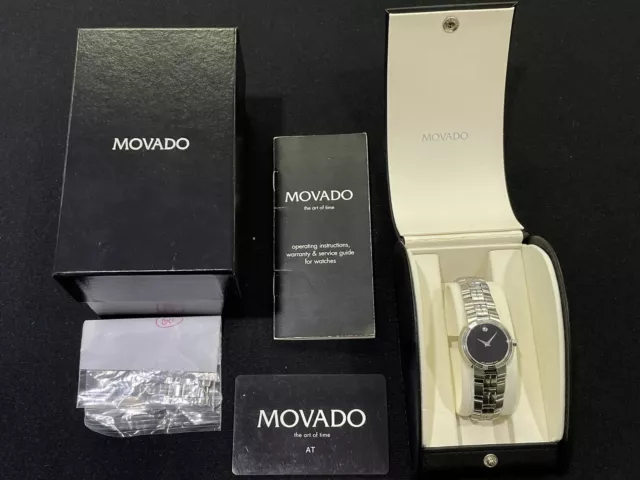Movado 84 E4 1837 Black Museum Dial Stainless Steel Ladies Quartz 28mm Watch