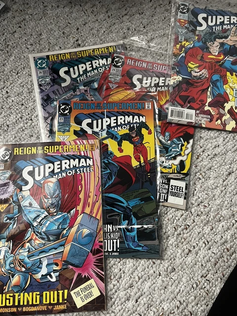 lot - SUPERMAN MAN OF STEEL #22,23,24, 26, 27 DC Comics Reign of The Supermen 
