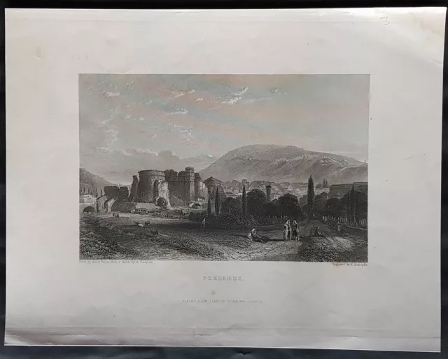1866 Blackie & Sons Antique Print of Pergamon & Bergama Aegean Sea Turkey