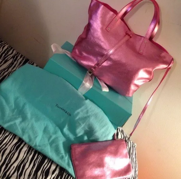 TIFFANY & CO Pink Leather/Suede 2 Way Reversible Tote Bag RARE $550.00 -  PicClick