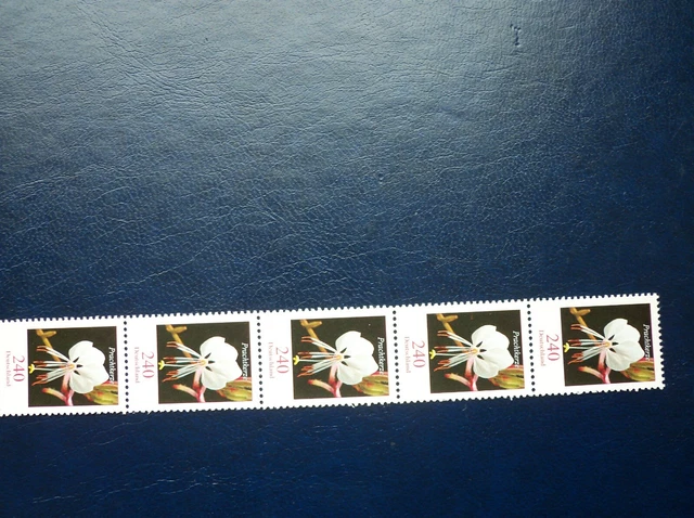 Bund 2969  Prachtkerze 240 ct   5er Streifen Rollenanfang Nr. 165