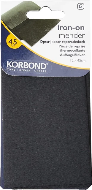 Korbond Baumwolle extra breit aufbügeln Hausmeister - schwarz - 12 cm x 45 cm - unsichtbar