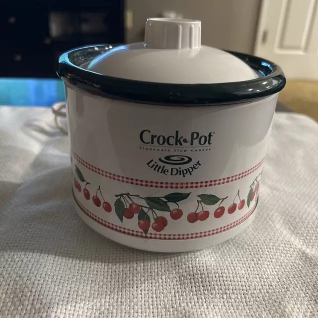 2 Rival Crock Pot Set Stoneware Large Cooker And Dipper Cherries 🍒