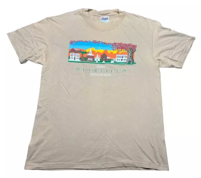 HANES BEEFY-T Deerfield Gary C DeCavage Vintage T-Shirt Size Large 1998 Mens Top