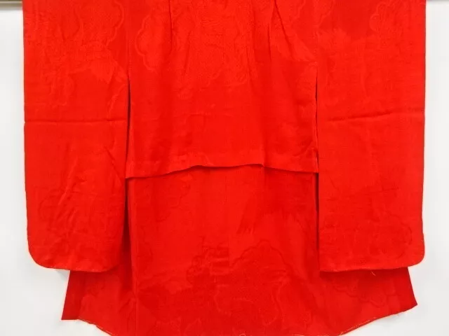 82652# JAPANESE KIMONO / ANTIQUE JUBAN FOR GIRLS / MON KINSHA / WOVEN CRANES &am