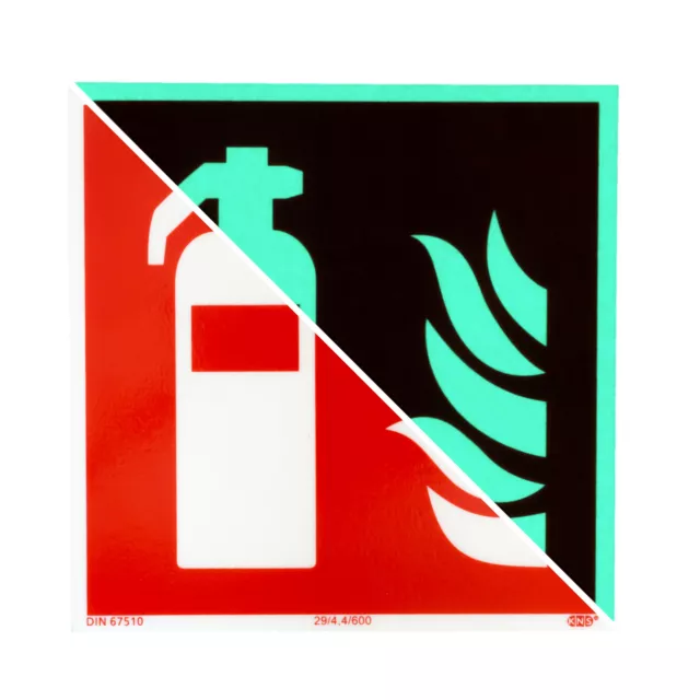 Feuerlöscher Schild Aufkleber nachleuchtend 100-300mm Piktogramm Symbol ASR ISO