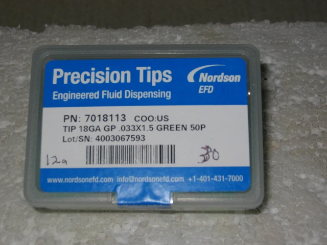 Lot #12 Nordson 7018113 Precision Tips Dispensing Tips, 30 Count