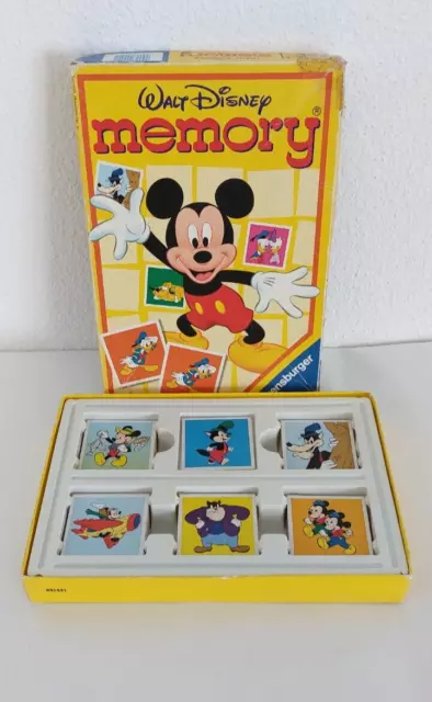 Ravensburger Walt Disney Mickey Mousse Memory Jeux De Société Jeu D Carte VTG 96