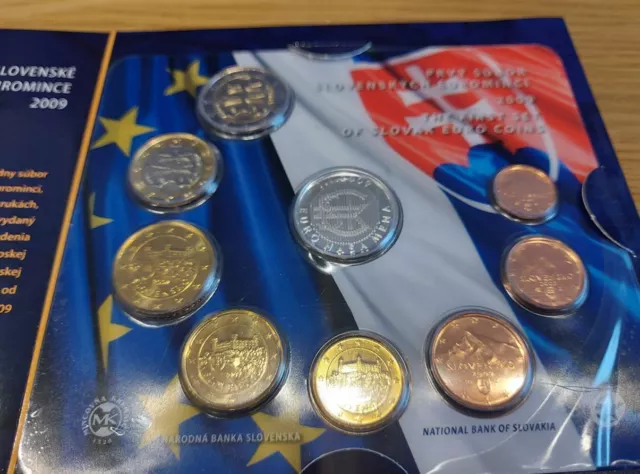 2009 Euro KMS Kursmünzensatz Slowakei Folder & Coincard / erster KMS & Medaille 3