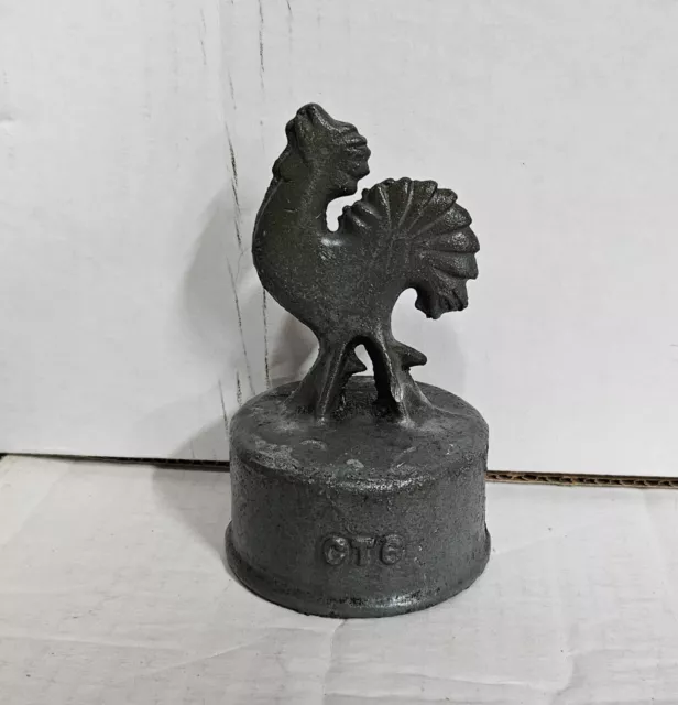 Vintage Cast Metal Rooster Fence Post Topper  COX CT-6