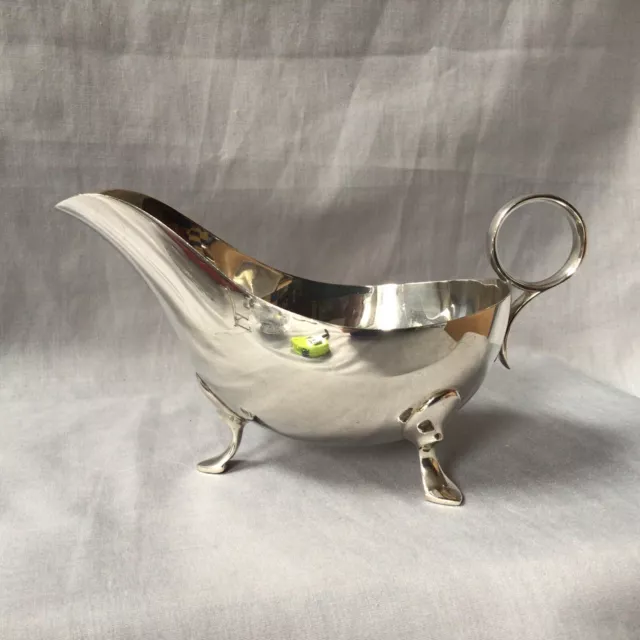 1943 Solid Silver Gravy / Sauce Boat On Three Feet By James Dixon & Sons. 245g