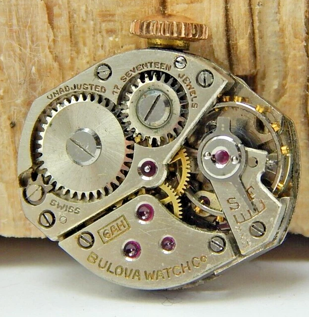 VINTAGE 1945 BULOVA 6AH 17 jewel ladies wrist watch movement with dial