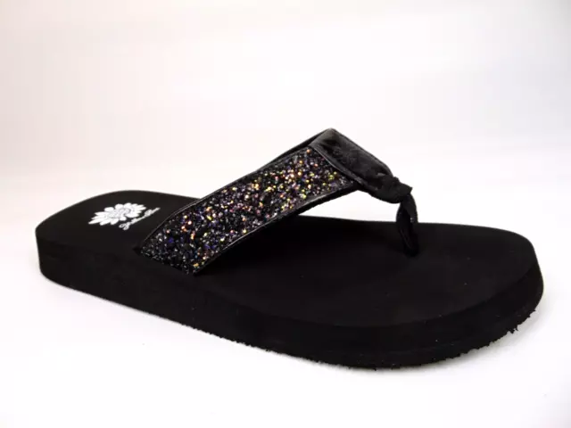 Women’s Yellow Box Feliks Flip Flop Sandals, Size 8.0 M,  Sparkle Sequin Black