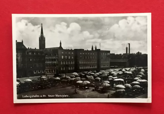 Foto AK LUDWIGSHAFEN am Rhein um 1930 Neuer Marktplatz mit Marktständen ( 58870