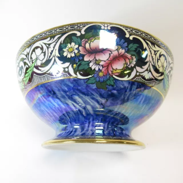 Pedestal Bowl New Hall Boumier Style Reproduction Floral Lustre Transfer