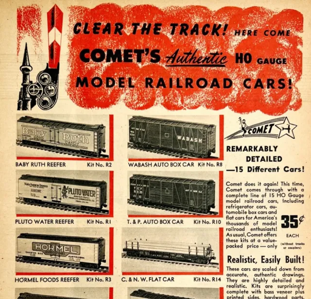 1949 Comet Railroad Cars Advertisement Model Trains HO Gauge Chicago