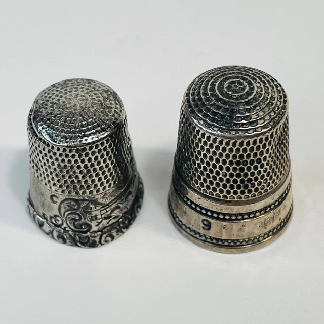 2 Vintage/Antique Sterling Silver Thimbles one very ornate Victorian Star