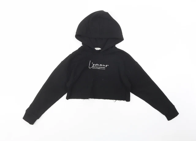 Matalan Girls Black  Cotton Pullover Hoodie Size 9 Years  Pullover