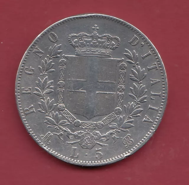 ITALIE : Pièce de 5 Lires en Argent Vittorio Emanuele II de 1872 (11) 2