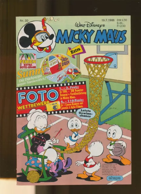 Micky Maus  1986  Heft Nr.  30  mit Beilage  Ehapa Verlag  Z 0-1/1