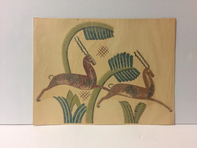 1937 The Meyercord Co. Calcomanía decoración de pared transferencias 2 ciervos corriendo - código 251